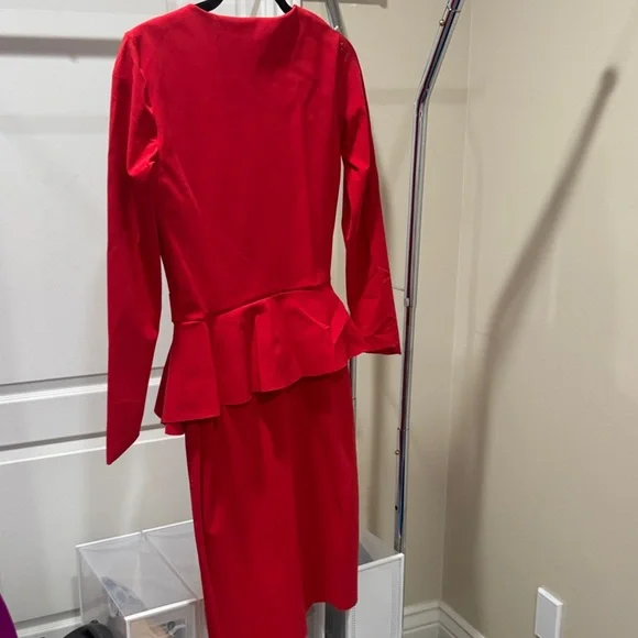 Chiara Boni Vibrant Red Long Sleeve Dress